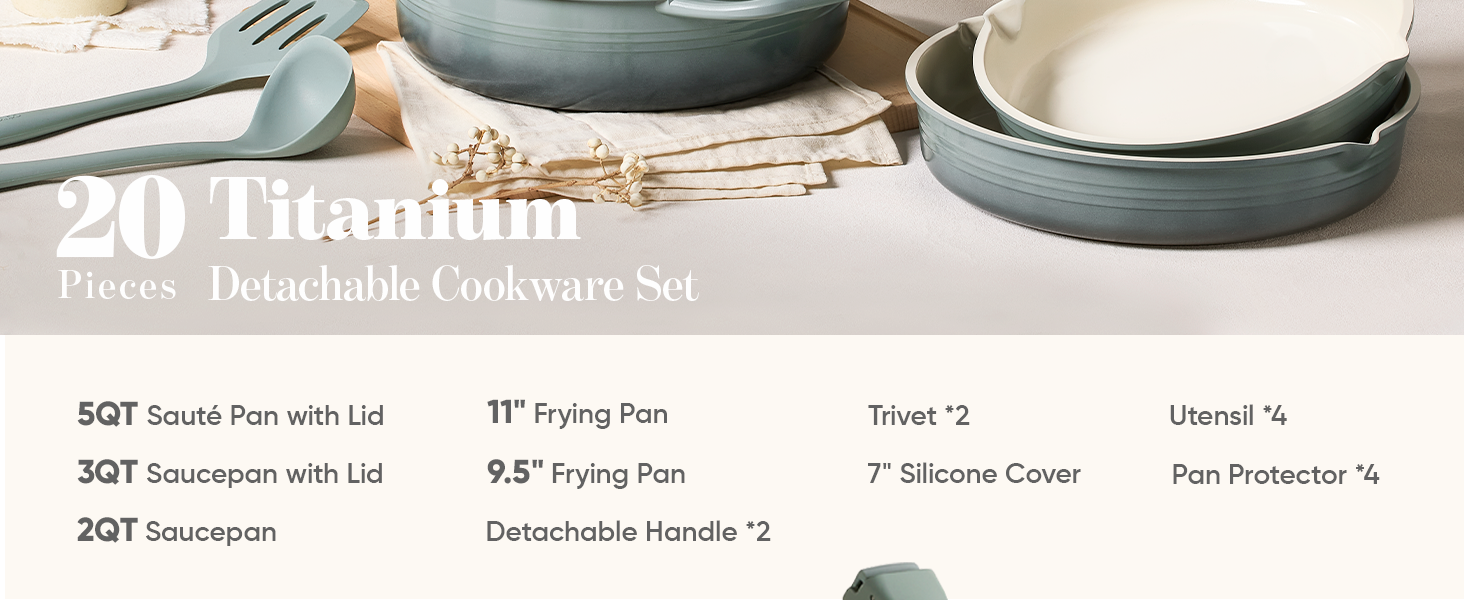 Kitchen Cooking Set with Detachable Handle