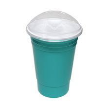 Party Cup with Lid. Double-walled. Aqua, other colors available. 16 ounces. Made in USA