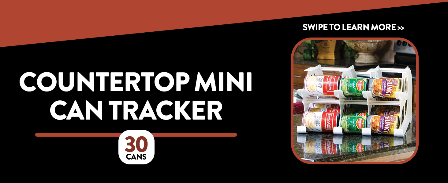 FIFO Countertop Mini Can Tracker Holds 30 Standard 10 to 24 Oz Can Sizes, White
