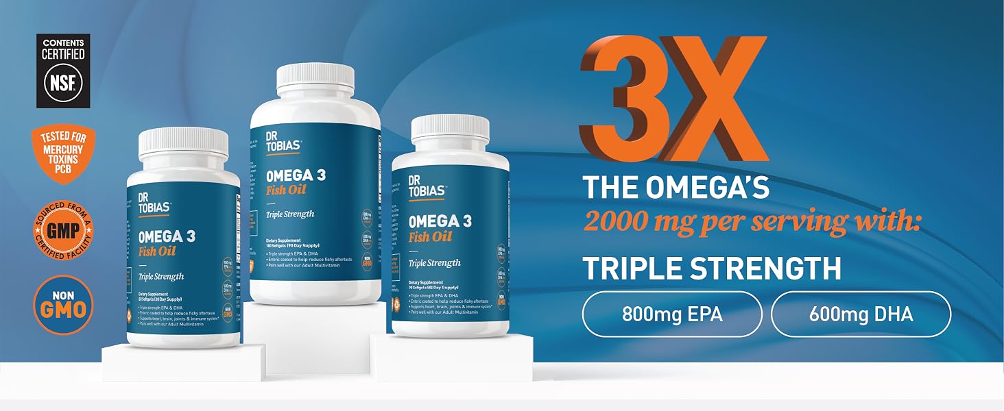 triple strength omega 3 fish oil compared to other fish oil supplements epa dha wild caught burpless