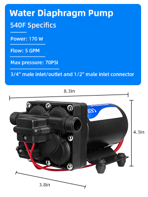 Dimensional details of 12V RV pump