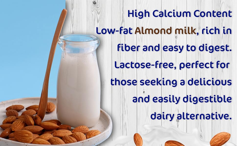 almond milk, rich in fiber, easily digestible