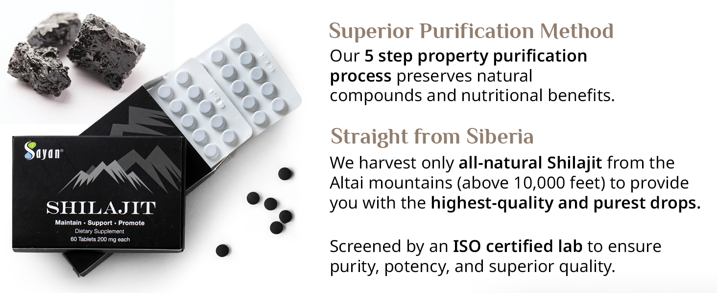 Shilajit tablets derived from purified high-altitude resin for daily wellness