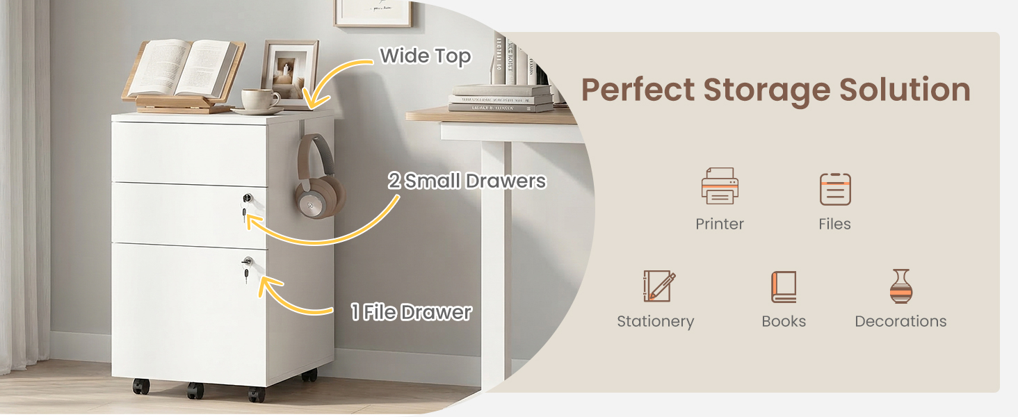Wooden Rolling Filing Cabinet