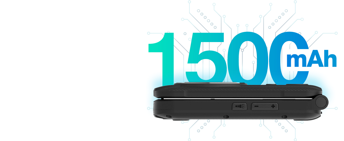 M8 Rugged Flip Phone - 1500mAh Battery