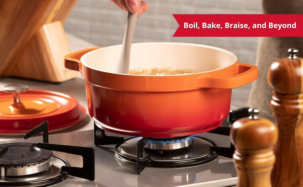 Dutch oven, nonstick, cast-aluminum, casserole dish, oven-safe, induction, Mundial cookware