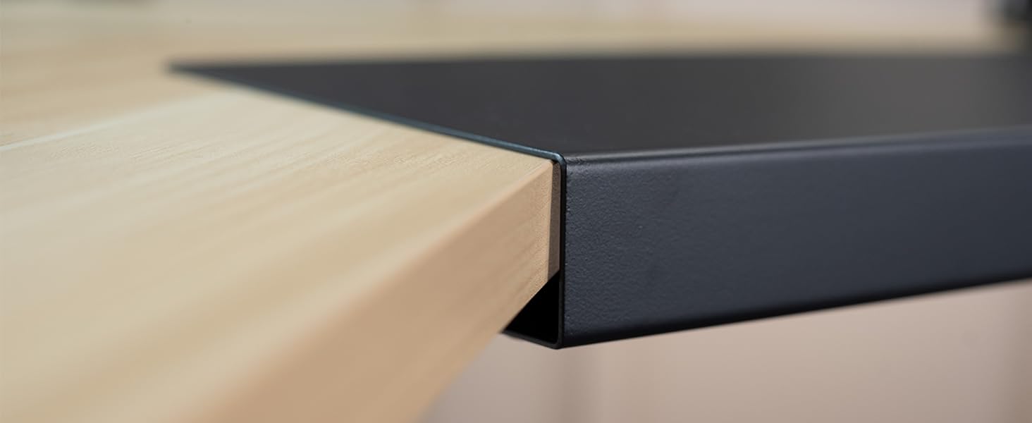 Close up of lip of corner desk connector