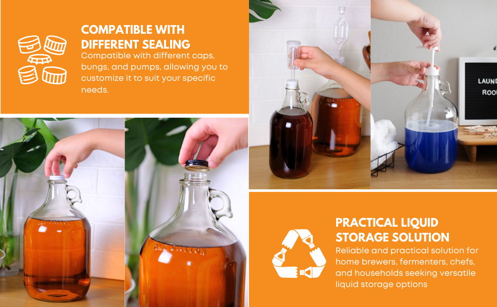 Glass jugs with handle for fermenting