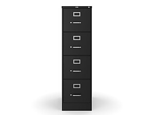 front view of black 4 drawer file cabinet