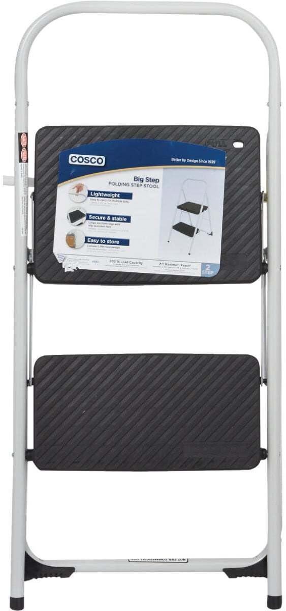 COSCO Two Step Big Step Folding Step Stool, Gray
