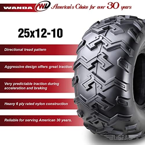 WANDA 2 New ATV UTV Tires 25X12-10 25x12x10 6PR P306-10132