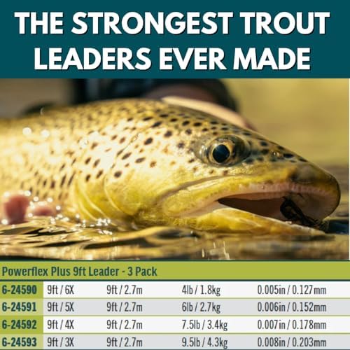 RIO PRODUCTS Trout Powerflex Plus Leader, Pre-Tied Loop for Easy Rigging, High Performance Tapered Leader Line