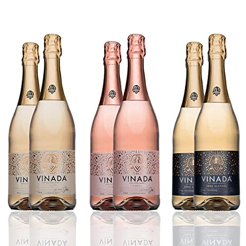 VINADA - Sparkling Gold & Rosé Variety Pack - Zero Alcohol Wine - 750 mL (6 Glass Bottles)