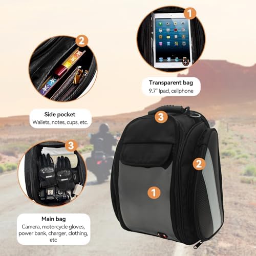 Dracarys Motorcycle Tank Bag - Oxford Saddle Black Motorbike Bag - Strong Magnetic Bag for Honda Yamaha Suzuki Kawasaki Harley