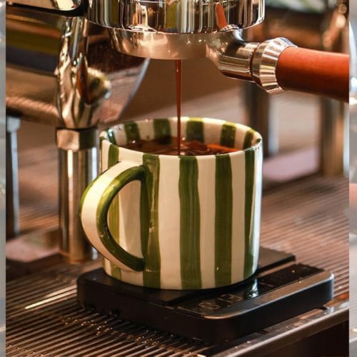 8 Oz Coffee Mug Large Espresso Cups With Saucer Ceramic Coffee Mugs Porcelain Coffee Cup With Saucer Hand-Painted Striped Art Cup And Saucer,C