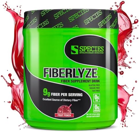 Species Nutrition Fiberlyze Fiber Supplement, Psyllium Based Soluble & Insoluble Fiber Powder for Healthy Colon, Digestive Functions (Mango, 30 Servings)