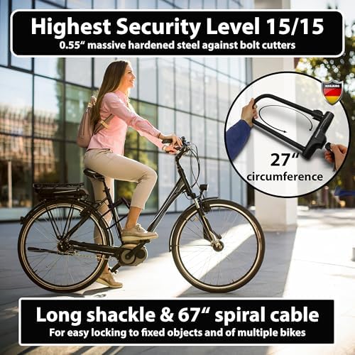 KOHLBURG Highest Security U Lock [Sold Secure Diamond] Bike Lock, 4 Keys