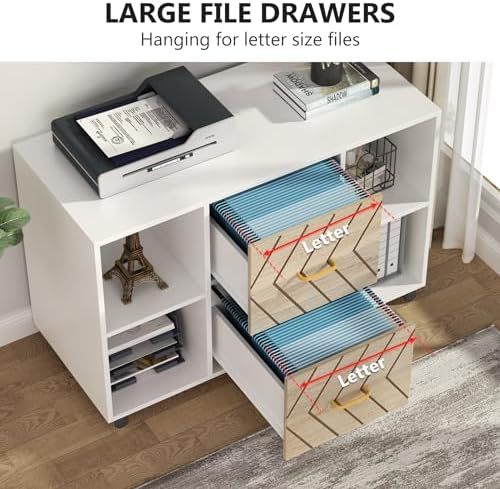 Tribesigns 2 Drawer File Cabinet, Large Mobile Lateral Filing Cabinet for Letter Size