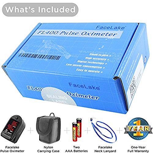 ® FL400 Pulse Oximeter with Carrying Case, Batteries, Neck/Wrist Cord - Black