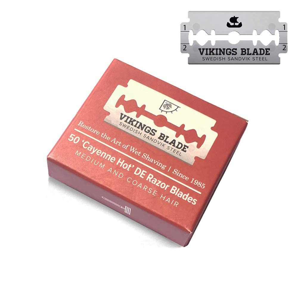 VIKINGS BLADE Double Edge Safety Razor Blades, 50x Blades, Swedish Steel + Platinum Coated, Replacement Razor Blades & Refills (Mild & Gentle)