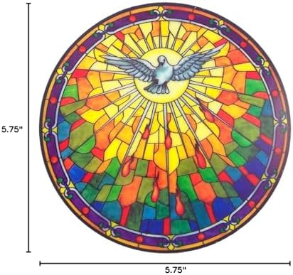 Holy Spirit Stained Glass Sun Catcher Window Sticker, 5 3/4 Inches