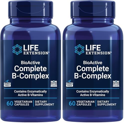 Life Extension BioActive Complete B-Complex, Heart, Brain and Nerve Support, Healthy Energy, Metabolism, Complete B Complex, 60 Vegetarian Capsules | Complete B Complex for Heart, Brain & Nerve Support with Healthy Energy & Metabolism in Vegetarian Capsu…