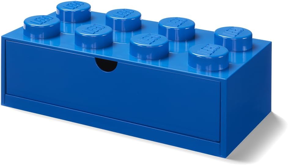 LEGO Stackable Desk Drawer RED with 8 Knobs - Plastic Storage Box for LEGO, Toys, Desk Drawers, Office Supplies, and Stackable Storage, Home Decoration