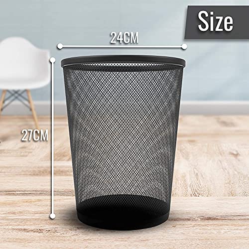 Zuvo Waste Basket | Metal Wire Mesh Bin | Pack of 2 | Lightweight & Stylish | Ideal Trash Can for Home & Office Waste | 4 Gallon (Black)