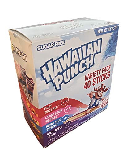 Hawaiian Punch Sugar Free Hydrating On-the-Go Drink Mix Variety Packets - 1 Box (40 Sticks)