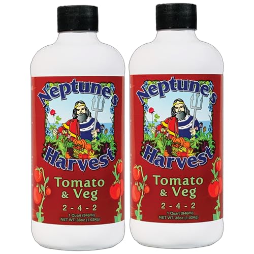 Neptune’s Harvest Organic Tomato & Vegetable Plant Fertilizer (2-4-2) - Liquid Plant Food w/Fresh Fish, Seaweed, Molasses, Yucca Extract, & Humic Acids - for Vegetable Garden (Gallon)