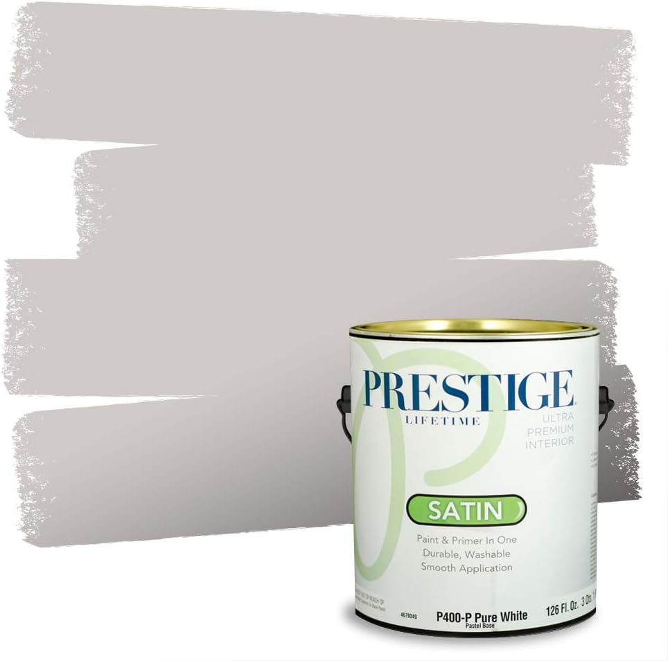 PRESTIGE Paints Exterior Paint and Primer In One, 1-Gallon, Satin, Comparable Match of Sherwin Williams* Socialite*