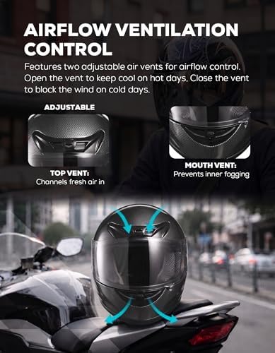 Full Face Motorcycle Helmet Adult ATV Helmet DOT Approved | Ultra-Lightweight, with Anti-Fog Visor, Breathable Liner, For Street Bike