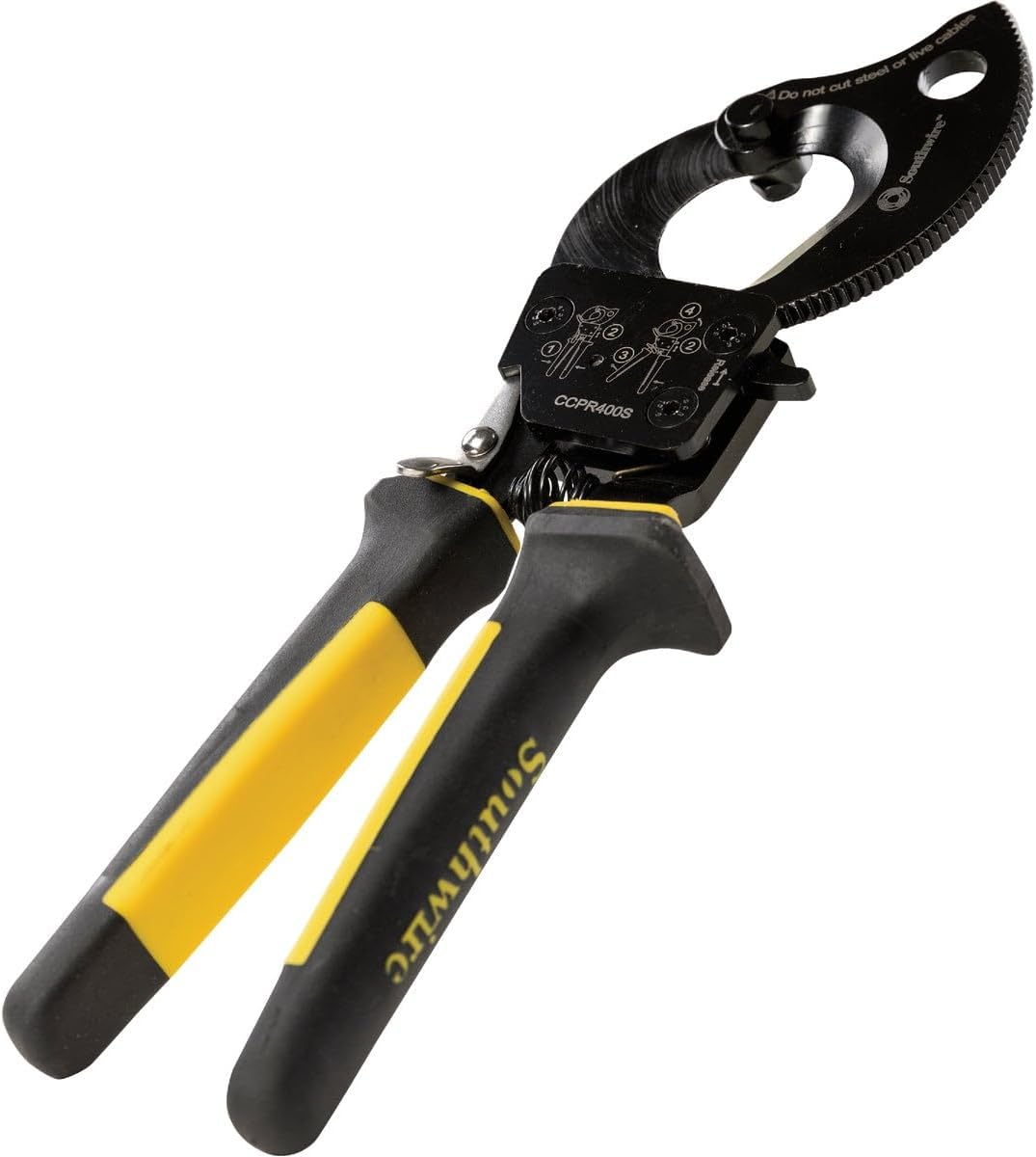 Southwire Cable Cutter Tool - Ratcheting Action for Smooth, Controlled Cuts - Hardened Steel Blades - Molded Grip - Cuts Copper & Aluminum Wire - 750 MCM Capacity