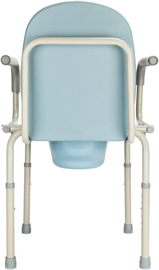 mefeir 450 LBS Drop Arm Bedside Commode Chair, Adjustable Height Toilet Seat with Safety Steel Frame & 8 Quart Pail