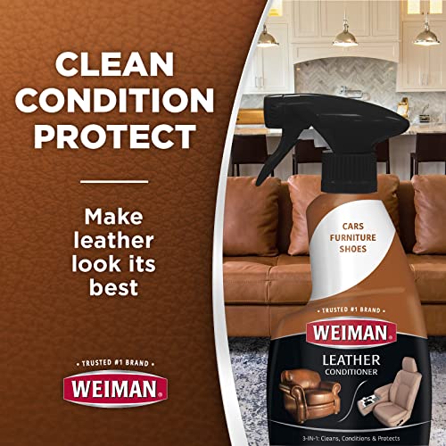Weiman Leather Cleaner & Conditioner - 12 Fl Oz - Non Toxic Cleans Conditions and Restores Leather Surfaces - UV Protectants Help Prevent Cracking