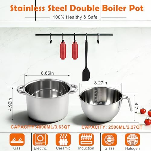 Stainless Steel Double Boiler Melting Pot, Double Boilers for Stove Top