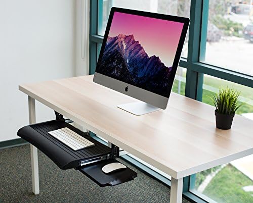 Mount-It! Keyboard Tray Under Desk with Adjustable Mouse Platform – Easy-Glide Sliding Drawer Under Desk Slide Out – Ergonomic Under Key Board