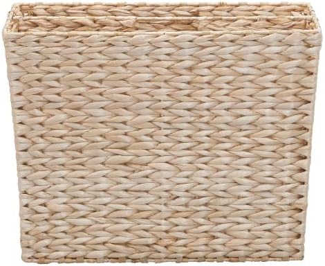 Household Essentials Wicker Magazine Rack, Handwoven Seagrass, Strong Metal Wire Frame, Built-In Handle and Divider, Lightweight, Contemporary, Great for Puzzle Books, Mail and More, Natural