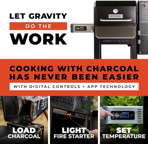 Masterbuilt® Gravity Series® 1050 Smoker Grill - Digital Charcoal Combo Grill with Free App, 1,050 Cooking Square Inches in Black, Model MB20041220