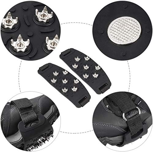 FANBX F Crampon Traction Cleats Anti-Skid Traction Grips Crampons Spikes 7 Point Cleats for Footwear for Walking, Jogging, Hiking, Mountaineering Ice Snow Grips