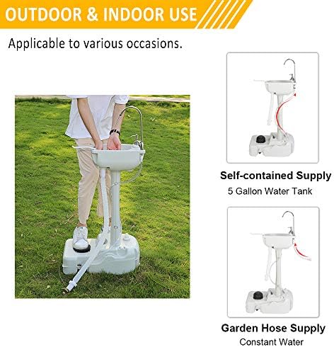 VINGLI Upgraded Portable Sink and Toilet Combo| Self-contained 5 Gal Hand Washing Station & 5.3 Gal Flushing Toilet