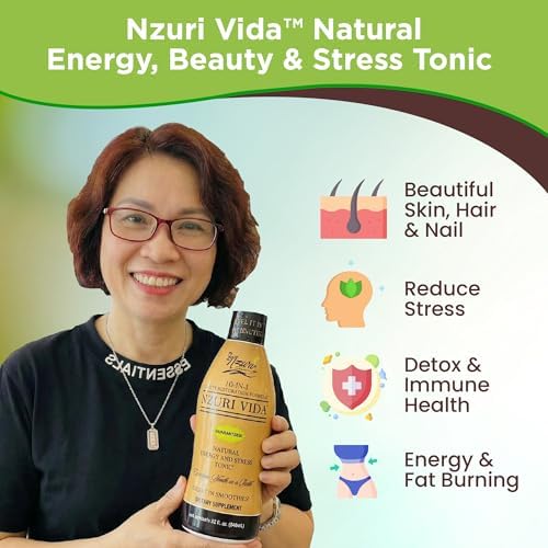 Nzuri Vida All-Natural Energy & Stress Support Tonic – 10-in-1 Total Body Restoration Drink with Acai Berry, Cupuacu & Yerba Mate – Smooth Energy