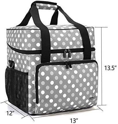 LUXJA Serger Machine Carrying Case with Bottom Wooden Board, Gray