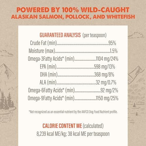 Grizzly Wild Alaskan Salmon Oil Dog Food Supplement Omega 3 Fatty Acids, 16 oz