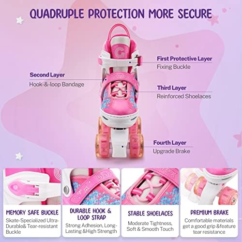 Gonex Roller Skates for Girls Kids Women with Light-Up Wheels
