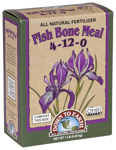 Down To Earth All Natural Fertilizers Organic Fish Bone Meal - 4-12-0, 1 lb | High Phosphorus Plant Food for Buds, Bulbs, Blooms, Flower Beds
