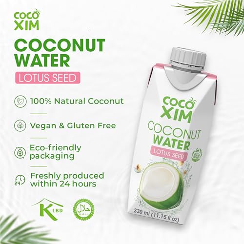 COCOXIM Ready to Drink Coconut Water with Lotus Seed, 11 oz, Pack of 12