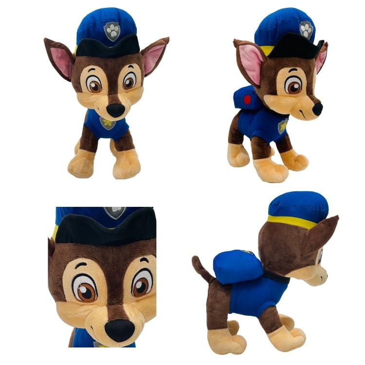 Paw Patrol Chase Blue Soft Plush Cuddle Pillow with Embroidered Details Character Decorative for Kids, Cozy and Huggable Plush for Playtime, Travel