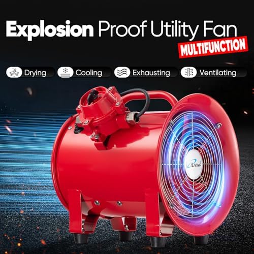 iLiving - ILG8EF12EX Explosion Proof Utility High Velocity Blower, Fume Extractor, Portable Exhaust and Ventilator Fan, Air Ventilation with 2720 CFM