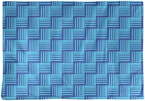 Dana Strider Color Contrast Basketweave Stripes Table Placemat, 18 x 14, Blue & Teal